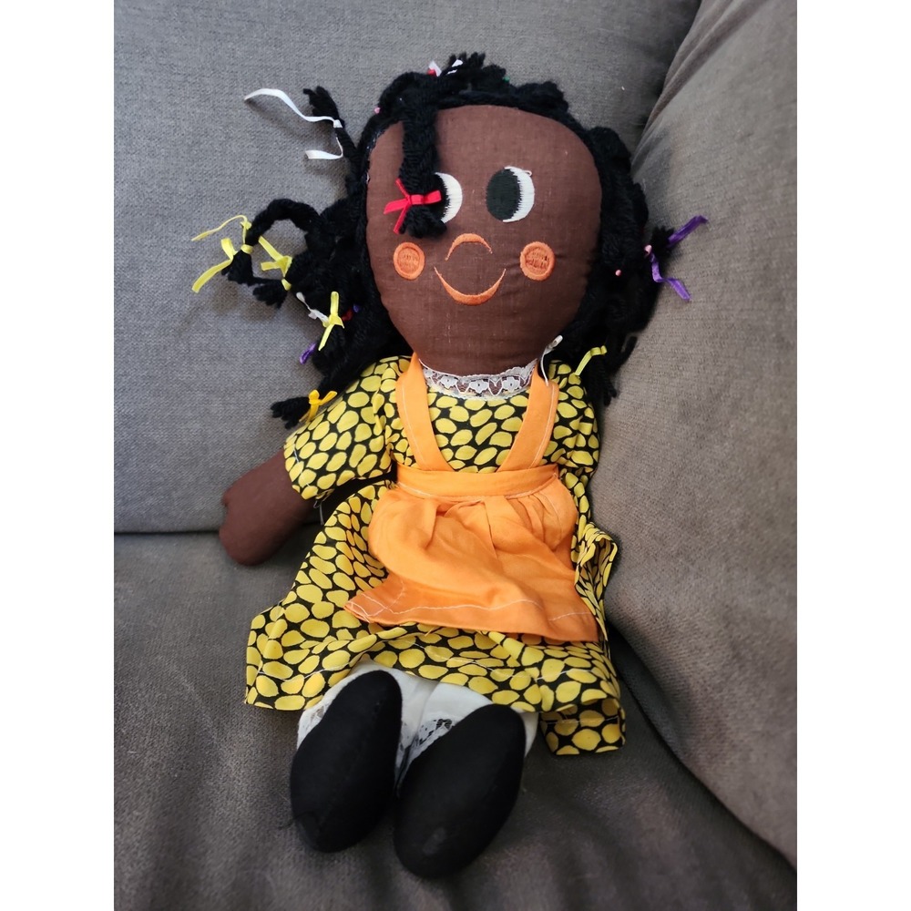 Black African Rag Doll Girl Large NEW ORLEANS Black Gambina Ninkie 18" Bahamas ?